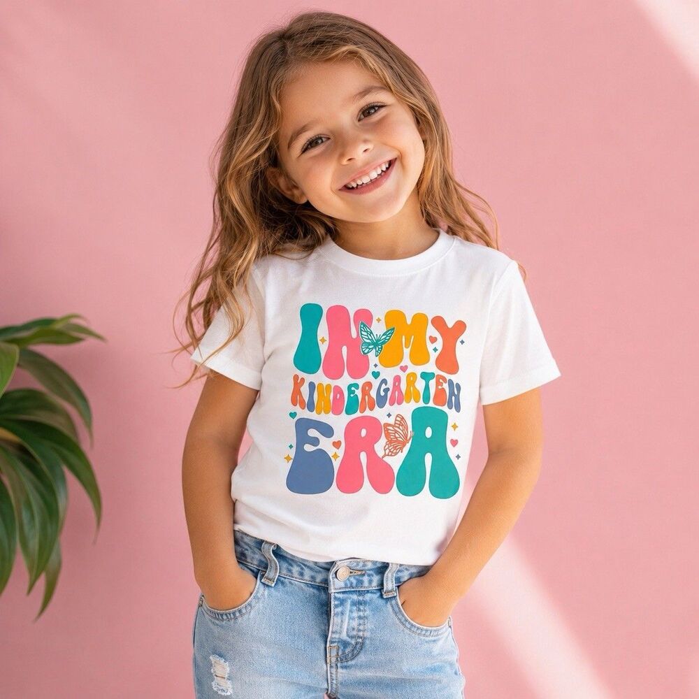 Kids Girls “In My Preschool Era” T-Shirt Top Size 110 4T/5T Graphic Tee School